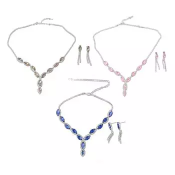 Свадебный комплект ювелирных изделий для невесты, элегантное сверкающее легкое ожерелье со стразами, висячие серьги, комплект для Colorful White K