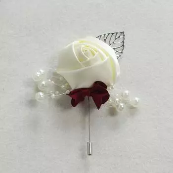 Свадебный корсаж Цветок Шелковая роза Жених Бутоньерка Бутоньерка Бутоньерка Мужская Свадебный организатор Свадебный корсаж Цветок