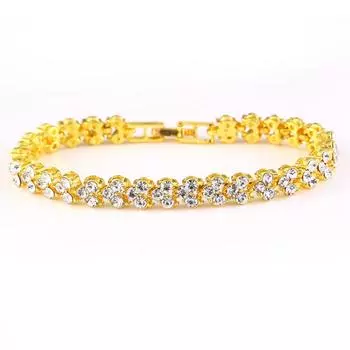 Свадебный Кристалл Розовое Золото Серебро Золото Роскошь Изысканный Подарок Римский Для Женщин Браслет Модные Ювелирные Изделия Цепные Браслеты Уникальные золотой