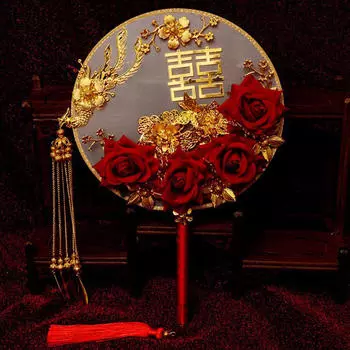 Свадебный круглый веер для невесты в китайском стиле Hanfu Handheld for Type B