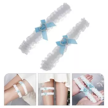 Свадебный кружевной обруч для ног Свадебные аксессуары для невесты Подарки Подвязки Синий 35x35x3.5cm