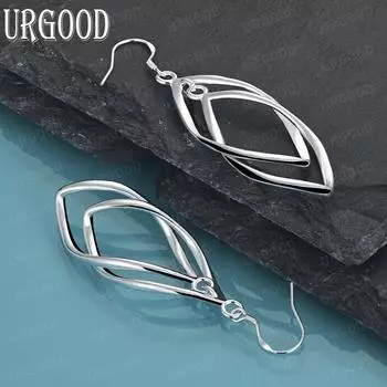 Свадебный кулон из стерлингового серебра 925 пробы с серьгами для пирсинга, модные свадебные украшения 6.20*1.80cm