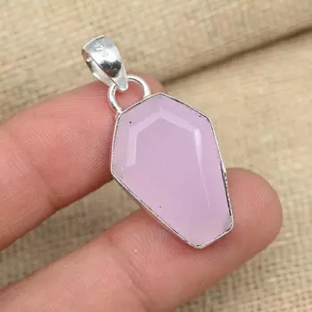 Свадебный кулон ручной работы из стерлингового серебра 925 пробы с розовым халцедоном 1.57 Inches розовый