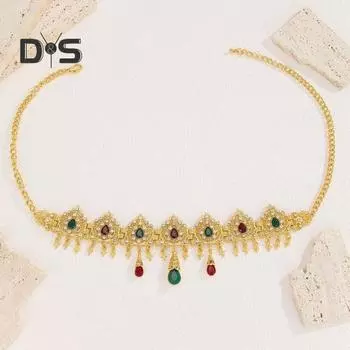 Свадебный лобный цепочка с резными стразами и кисточками, головной убор с регулируемой длиной, свадебный аксессуар для волос белый