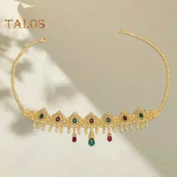 Свадебный лобный цепочка с резными стразами и кисточками, головной убор с регулируемой длиной, свадебный аксессуар для волос разноцветный