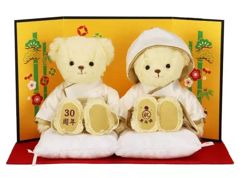Свадебный медведь годовщина свадьбы 12 см 4S размер свадьба [Petilou] (Перл нормальный) кремовый