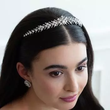 Свадебный обруч для волос со стразами и листьями, обруч для волос, женская легкая повязка на голову, свадебные аксессуары для сцены серебряный