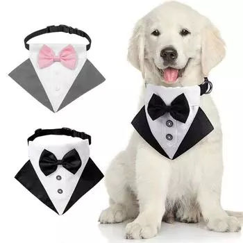 Свадебный ошейник-бандана для питомца с галстуком-бабочкой, регулируемый ошейник для собаки, ошейник для щенка, котенка, аксессуары для животных S