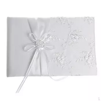 Свадебный прием Цветочная вышивка Подписи в гостевой книге Белый