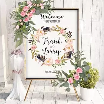 Свадебный приветственный знак Цветочный гирлянда (Упаковка из 2 шт.) для свадебной вечеринки, приема, входа, приветственного знака, искусственных шелковых цветов, настенного украшения, декора белый