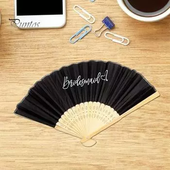 Свадебный ручной веер для невесты и подружек невесты, мальчишника, принт с буквами в стиле ретро, прочный шарнир, легкий домашний декор, реквизит для фотосъемки белый