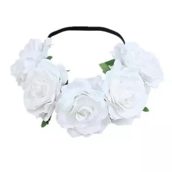 Свадебный венок с имитацией цветка розы, повязка для волос, карнавальный головной убор жёлтый