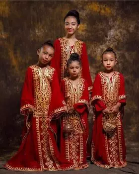 Свадебный жоржет марокканский детский кафтан Рамадан Ид детское платье длинное стильное ручная работа 2 Years красный