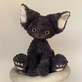 Swag Cool Devon Rex Cat Plushie, мягкие вьющиеся волосы, дух черных кошек, котенок, плюшевые игрушки, подарок на день рождения для девочек и мальчиков, подарок abou37-40cm
