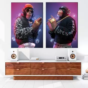 Swag Wise Monkeys, холст, картины, современный стиль, забавные постеры с животными и принты, настенные художественные картины для гостиной, домашний декор, без рамки 21*30cm