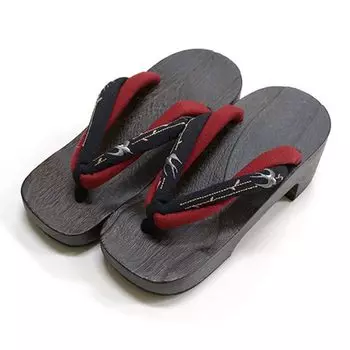 Swallow Two Long Easy to walk Does not cause Gets S M L Everyday Healthy black x [kimonocafe] Women s Geta, Yukata, Pidoheel, Embroidery, Stones,