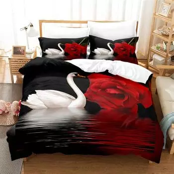 Swan Bedding Set Cactus Duvet Cover Boys, Girls Duvet Cover Bedroom Gorgeous Bedding King/Queen Duvet Cover Set EU single(135x200cm)