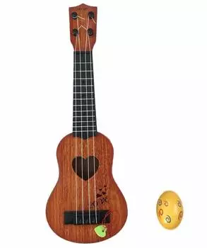 SWANBELLE Игрушка Укулеле для Детей Мини Гитара Фото Аксессуары Яйцетряс 4 струны (Коричневый, 44см) коричневый
