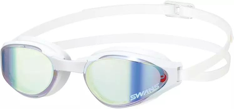 [SWANS] Сделано в Японии, очки для плавания Ascender с зеркальными линзами SR-81MPAF CY, прозрачные x ярко-желтые, ASENDER, гоночные, с подушкой, сертифицированы Fina