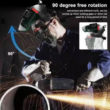 Сварочная маска для лица с автоматическим затемнением, большой обзор, сварочная маска истинного цвета, высота 130 градусов Цельсия разноцветный