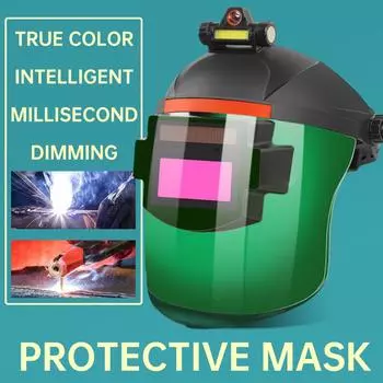 Сварочная маска с автоматическим затемнением на солнечной энергии, большой обзор, настоящий цвет, 130 , устойчивый к высоким температурам, сварочный шлем с автоматическим затемнением зелёный