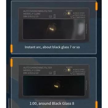 Сварочные линзы класса T с автоматическим затемнением и высокой светопропускаемостью B