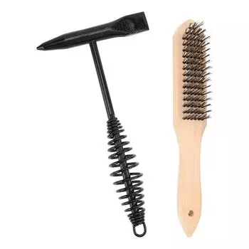 Сварочный молоток с пружинной ручкой и щеткой из стальной проволоки для очистки и удаления остатков сварочного шлака