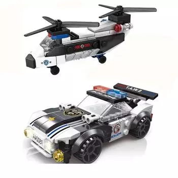 SWAT Super Police City Plane Building Blocks Двухроторный вертолет Известный автомобиль DIY MOC Классическая модель Кирпичи для детей Наборы