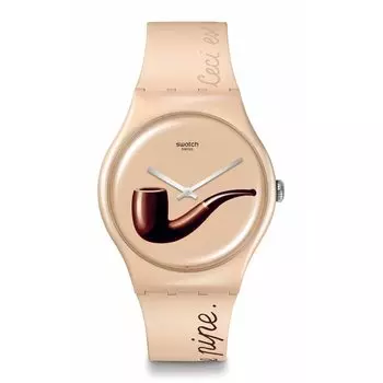 [Swatch] Часы LA TRAHISON DES IMAGES BY RENE MAGRITTE SWATCH ART JOURNEY 2023 SO29Z124 бежевый