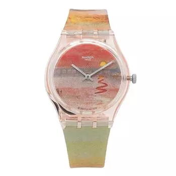 SWatch So28z700 SWatch X Tate Gallery Turner S Scarlet SunSet Public уретановые часы SO28Z700
