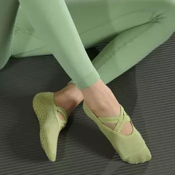 Sweat-Absorbent Spring and Summer Open Back Ins Easiest for Match Cross Yoga Socks 2421D Green