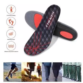 Sweat Absorbing and Breathable Insole with Arch Support Shock Absorption Breathability Anti Slip and Pressure Reducing Insole EU 36-37 чёрный