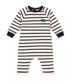 Sweat Combinaison A0BKX Milky 18 Months 81cm [Petit Bateau] White/Navy