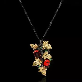 Sweater Chain, Jewelry, Ruby Flower, Collarbone, Black Gold, Two Kinds of Multi-functional Color Necklace