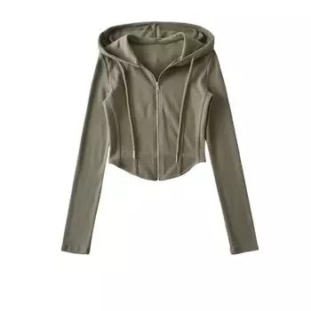 Sweater European and American Hot Girl Slim-Fit Strip Thread Fishbone Army Green S