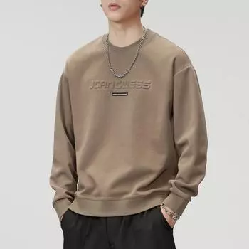 Свитер мужской осенне-зимний внутренний топ с круглым вырезом и длинными рукавами футболка мужская нижняя рубашка с принтом из стали Tide M