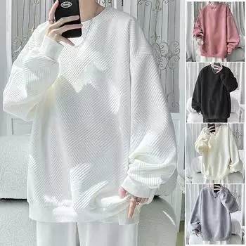 Свитер мужской весна-осень новый повседневный жаккардовый пиджак с длинными рукавами и круглым вырезом мужские спортивные топы мужские нижние рубашки M