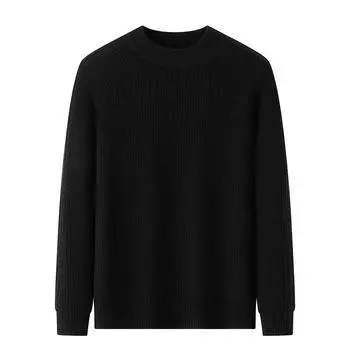 Sweater Men s Thick Winter New Fashion Solid Color Loose Pullover Round Neck Sweater Warm Base Layer M