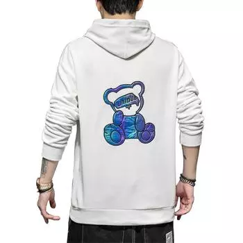 Sweater Men S Winter Loose Hooded Sweater Autumn Long -Sleeved Casual Sweater M белый