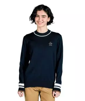 Sweater Mock Neck Chest Penguin Embroidery Made in Japan Sporty Golf MG4FST01L NV00 [Munsingwear] [STANDARD] Women s (Navy)
