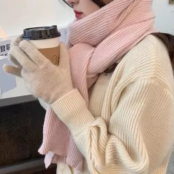 Sweater Tops Warm Warm Shawl Wrap Women Scarf Korean Style Scarf Autumn Winter Shawl Scarf бежевый