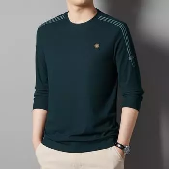 Толстовка мужская осенняя новая круглая горловина пуловер футболка мужская модная универсальная повседневная нижняя рубашка M