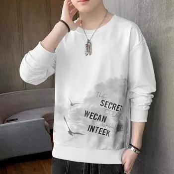 Толстовка мужская, новая, весна и осень, футболка с длинными рукавами, мужская, модная, с круглым вырезом, мужская, свободная, повседневная, мужская одежда M