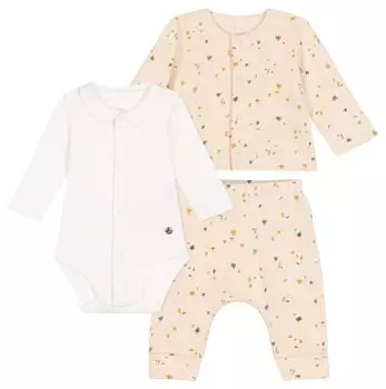 sweatshirt set A0BN6 Milky 6 months 67cm [Petit Bateau] 3-piece White/Multicolor
