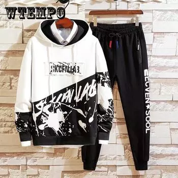 Sweatshirt Set Hoodie Large Size Spring and Autumn Men s Clothing 2pcs set Trend Long Sleeve XXXL