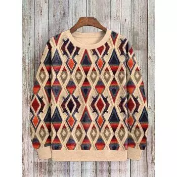 Толстовки для мужчин, пуловеры с 3D-графикой в виде ромба, футболки с длинными рукавами, повседневные толстовки с капюшоном и круглым вырезом, свободная мужская одежда, топы S