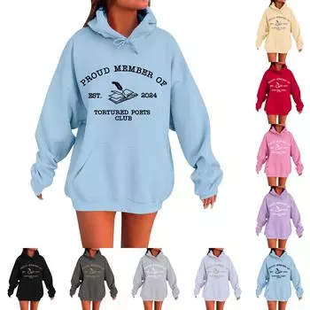 Sweatshirts For Teen Girls Long Sleeve Letter Print Casual Graphic Hoodies Drawstring Pullover Cute Oversized Hoodie L бежевый