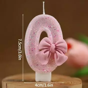 Свеча для торта в виде цифры Розовая с блестками Свеча на день рождения 1 2 3 4 5 6 7 8 9 3D свеча в виде цифры Топпер для торта на день рождения