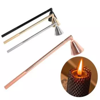 Свеча-гаситель колокольчик с длинной ручкой из полированной нержавеющей стали, фитиль для свечей Tealight Wick Flame розового золота