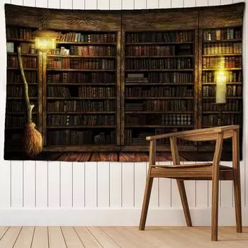 Свеча, книжная полка, гобелен, настенный богемный колдовство, абстрактный загадочный общежитие, спальня, домашний декор 95x70CM
